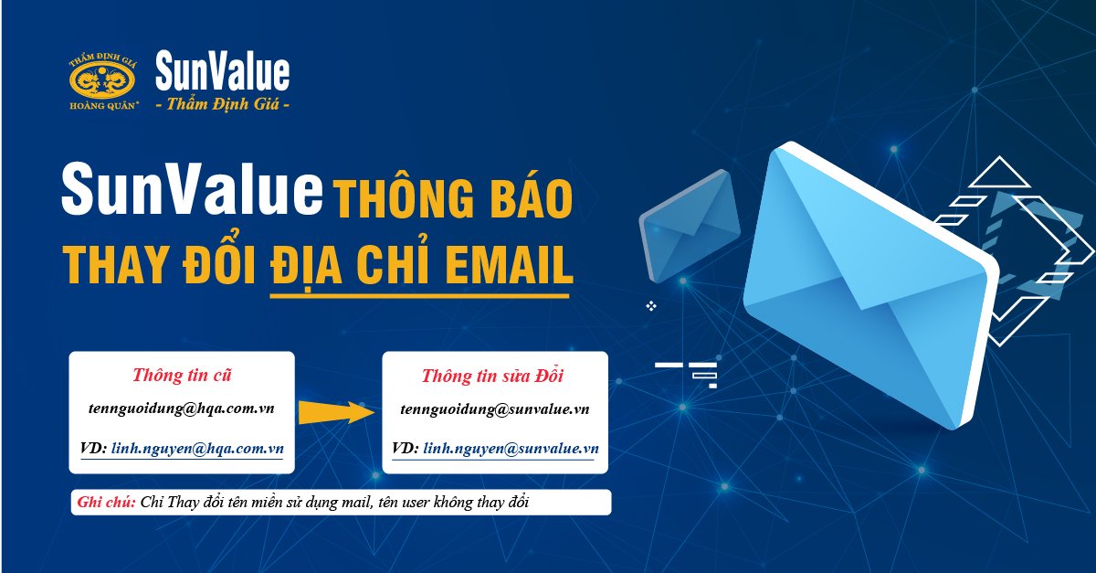 SunValue THÔNG BÁO THAY ĐỔI ĐỊA CHỈ EMAIL